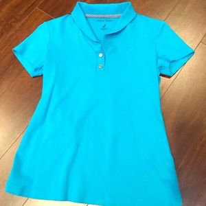Nautica size small bright blue polo top EUC